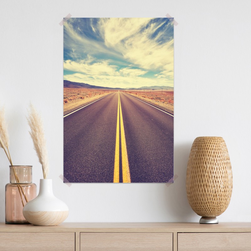 Plakat vintageowa droga przez pustynię, Dolina Śmierci – Wallissimo® Plakat vintageowa droga przez pustynię, Dolina Śmierci – Wallissimo®