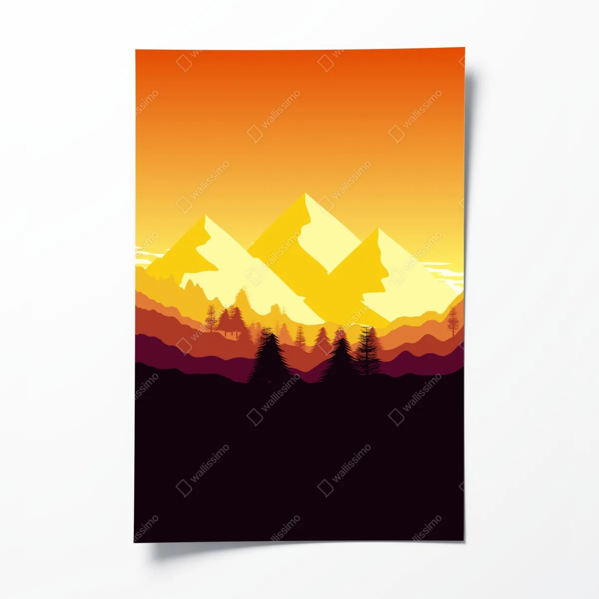 Plakat złoty zachód słońca nad górami – Wallissimo® Plakat złoty zachód słońca nad górami – Wallissimo®