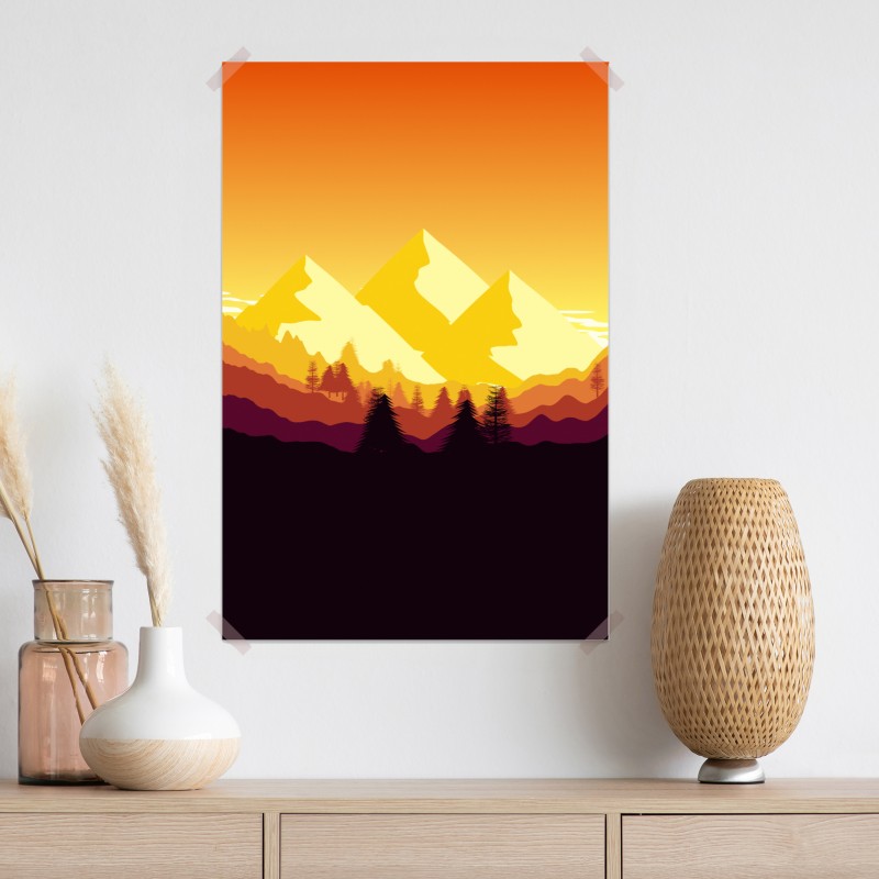 Plakat złoty zachód słońca nad górami – Wallissimo® Plakat złoty zachód słońca nad górami – Wallissimo®