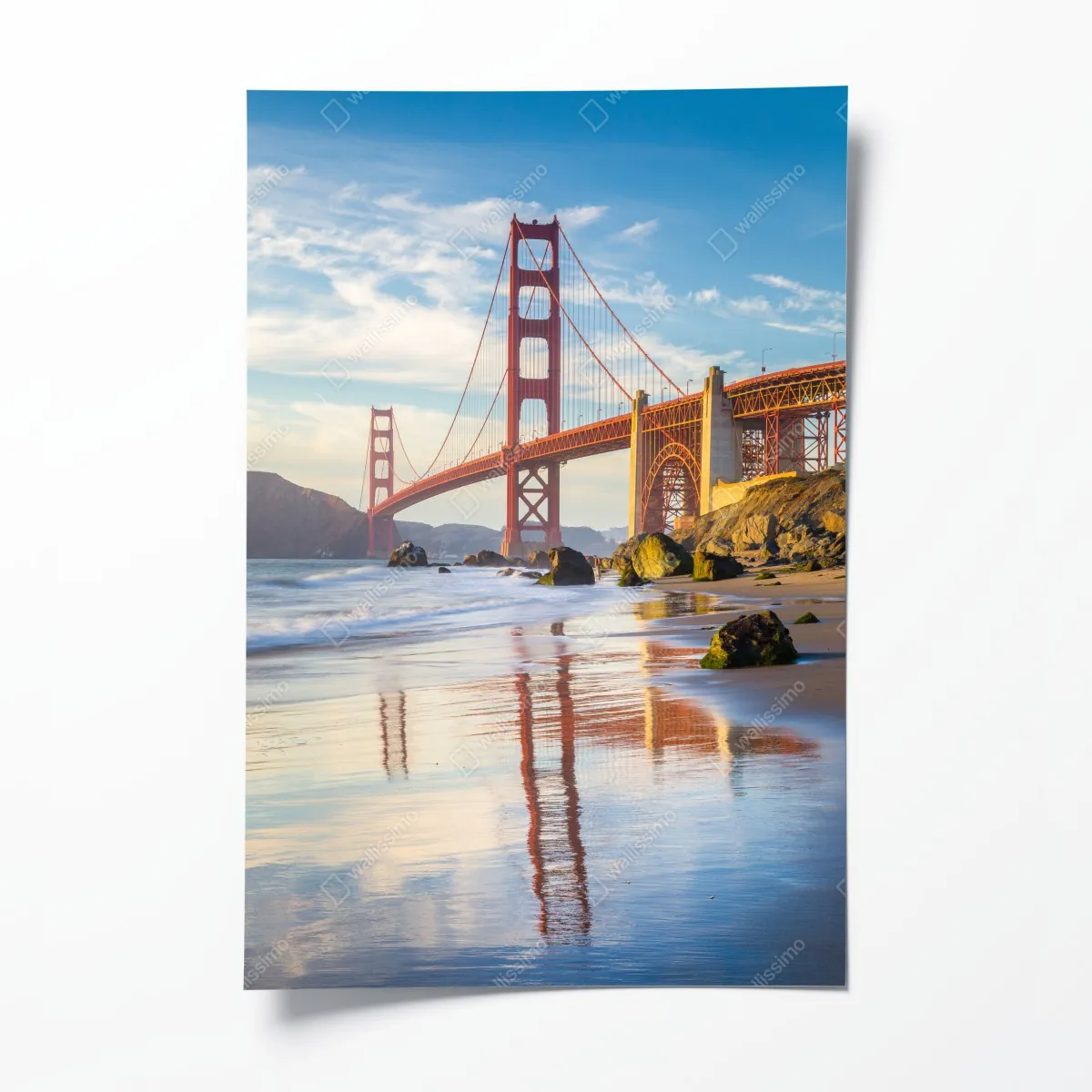 Plakat most Golden Gate odbicie na brzegu – Wallissimo® Plakat most Golden Gate odbicie na brzegu – Wallissimo®