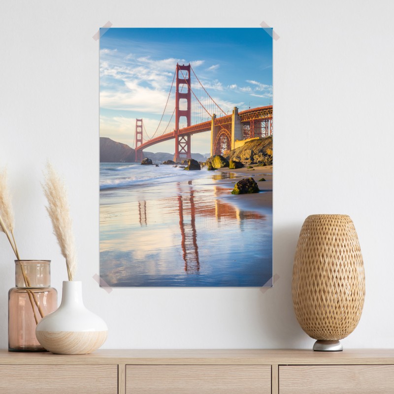 Plakat most Golden Gate odbicie na brzegu – Wallissimo® Plakat most Golden Gate odbicie na brzegu – Wallissimo®