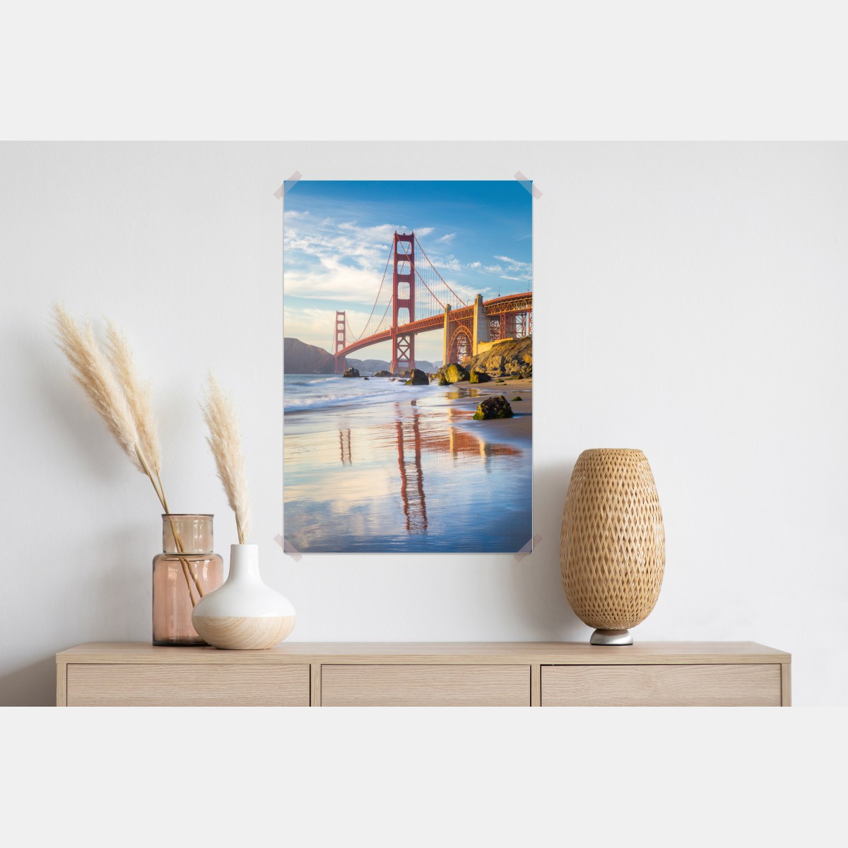 Plakat most Golden Gate odbicie na brzegu – Wallissimo® Plakat most Golden Gate odbicie na brzegu – Wallissimo®