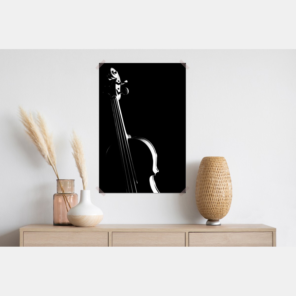 Plakat elegancka sylwetka skrzypiec na czarnym tle – Wallissimo® Plakat elegancka sylwetka skrzypiec na czarnym tle – Wallissimo®
