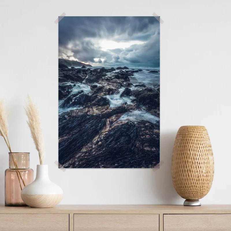 Plakat nastrojowe skaliste wybrzeże o zmierzchu – Wallissimo® Plakat nastrojowe skaliste wybrzeże o zmierzchu – Wallissimo®