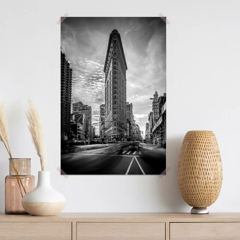 Plakat Flatiron, Nowy Jork — architektura w monochromie – Wallissimo® Plakat Flatiron, Nowy Jork — architektura w monochromie – Wallissimo®