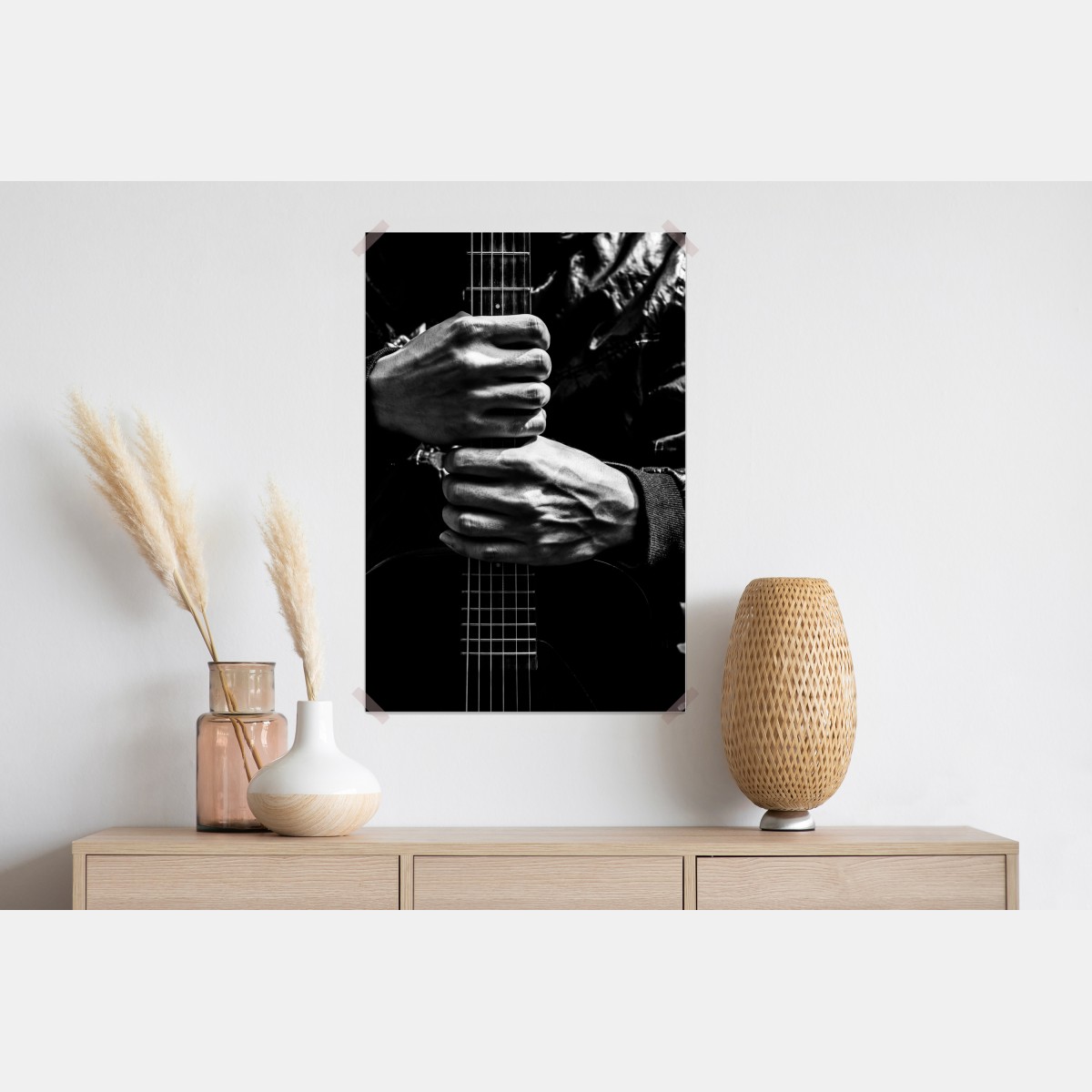 Plakat ręce na gryfie gitary – Wallissimo® Plakat ręce na gryfie gitary – Wallissimo®