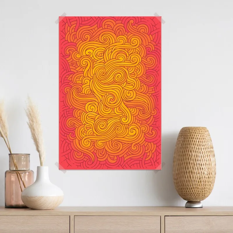 Plakat ciepły wirujący abstrakcyjny wzór