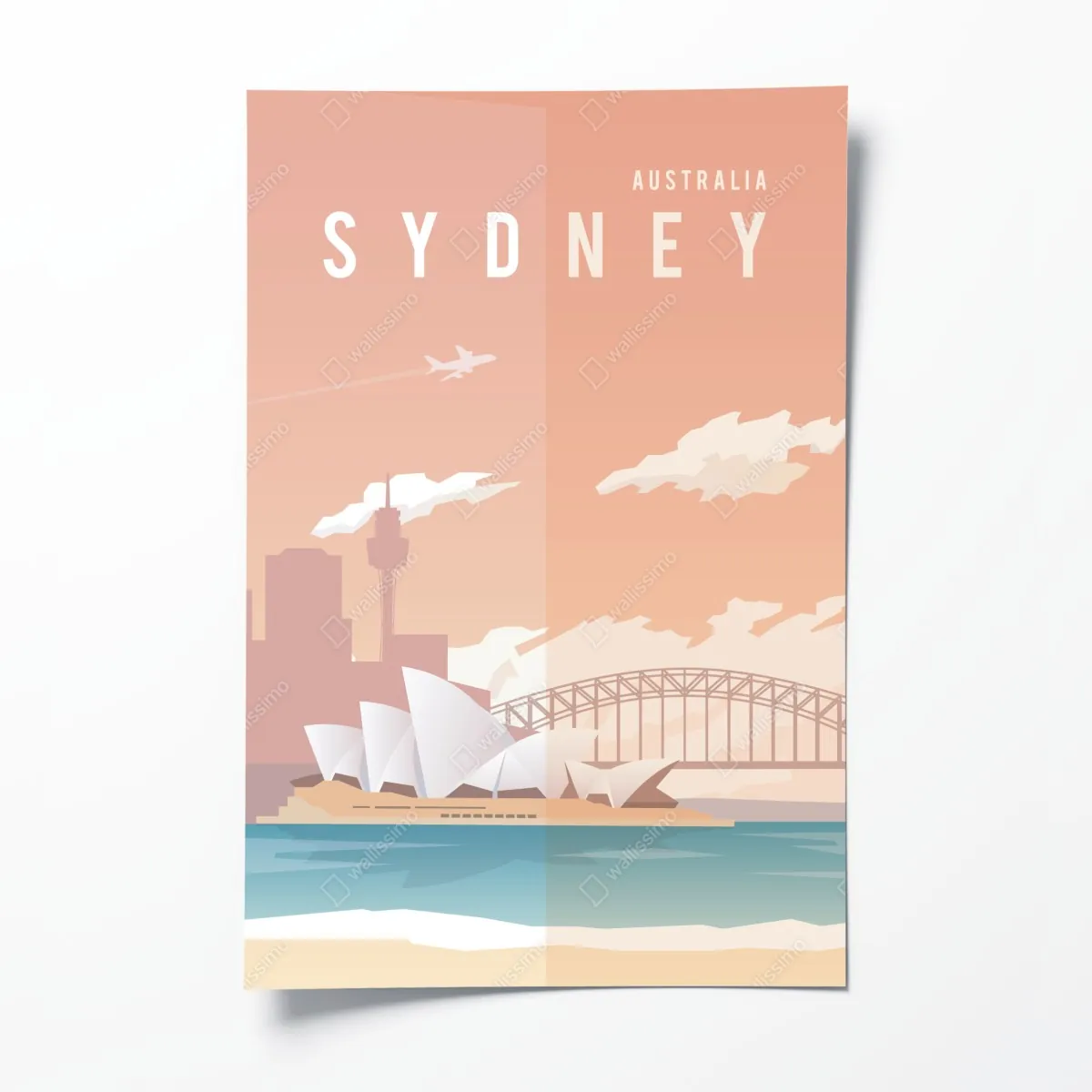 Plakat pastelowy widok na Sydney z operą i mostem – Wallissimo® Plakat pastelowy widok na Sydney z operą i mostem – Wallissimo®