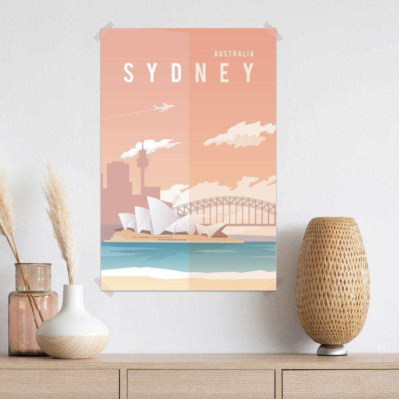 Plakat pastelowy widok na Sydney z operą i mostem – Wallissimo® Plakat pastelowy widok na Sydney z operą i mostem – Wallissimo®