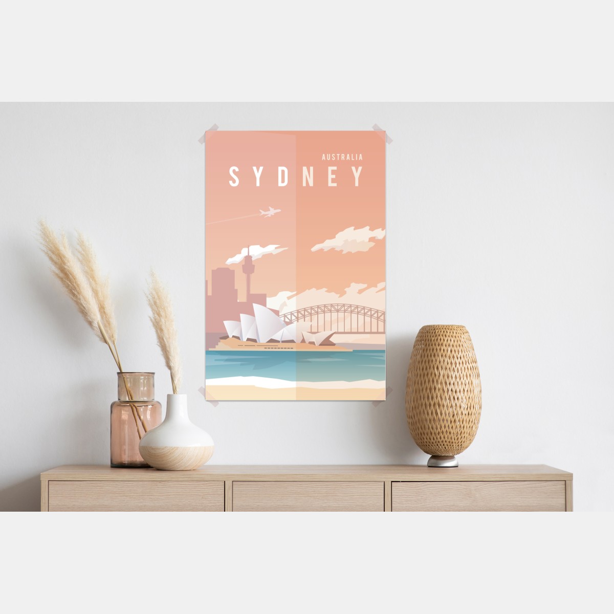 Plakat pastelowy widok na Sydney z operą i mostem – Wallissimo® Plakat pastelowy widok na Sydney z operą i mostem – Wallissimo®