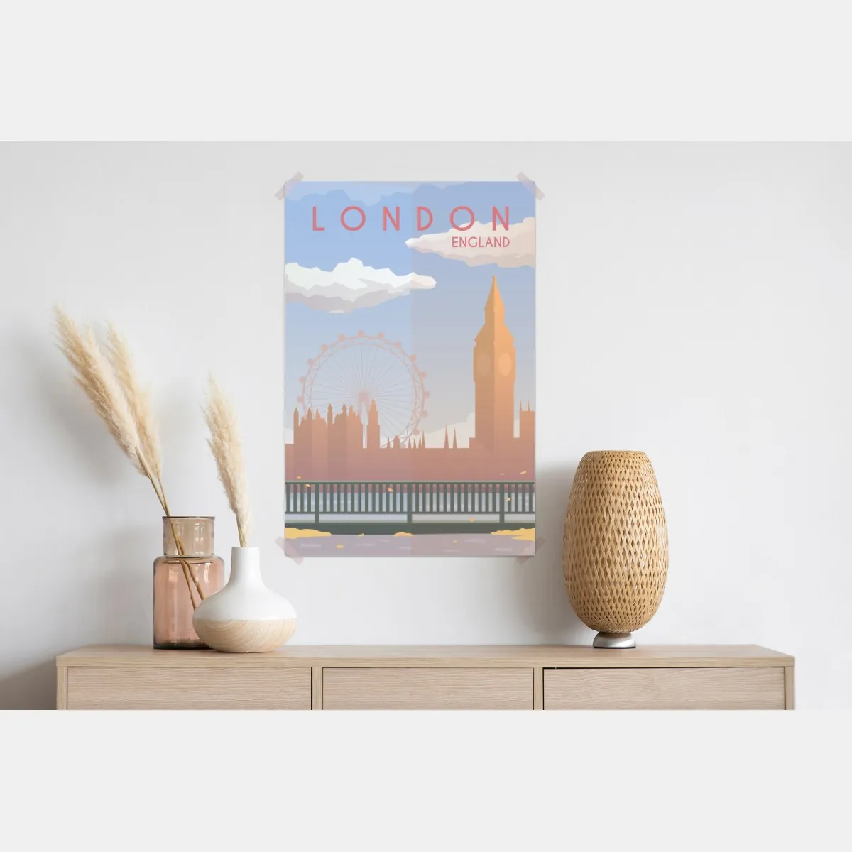 Plakat Londyn panorama w pastelowych tonach – Wallissimo® Plakat Londyn panorama w pastelowych tonach – Wallissimo®