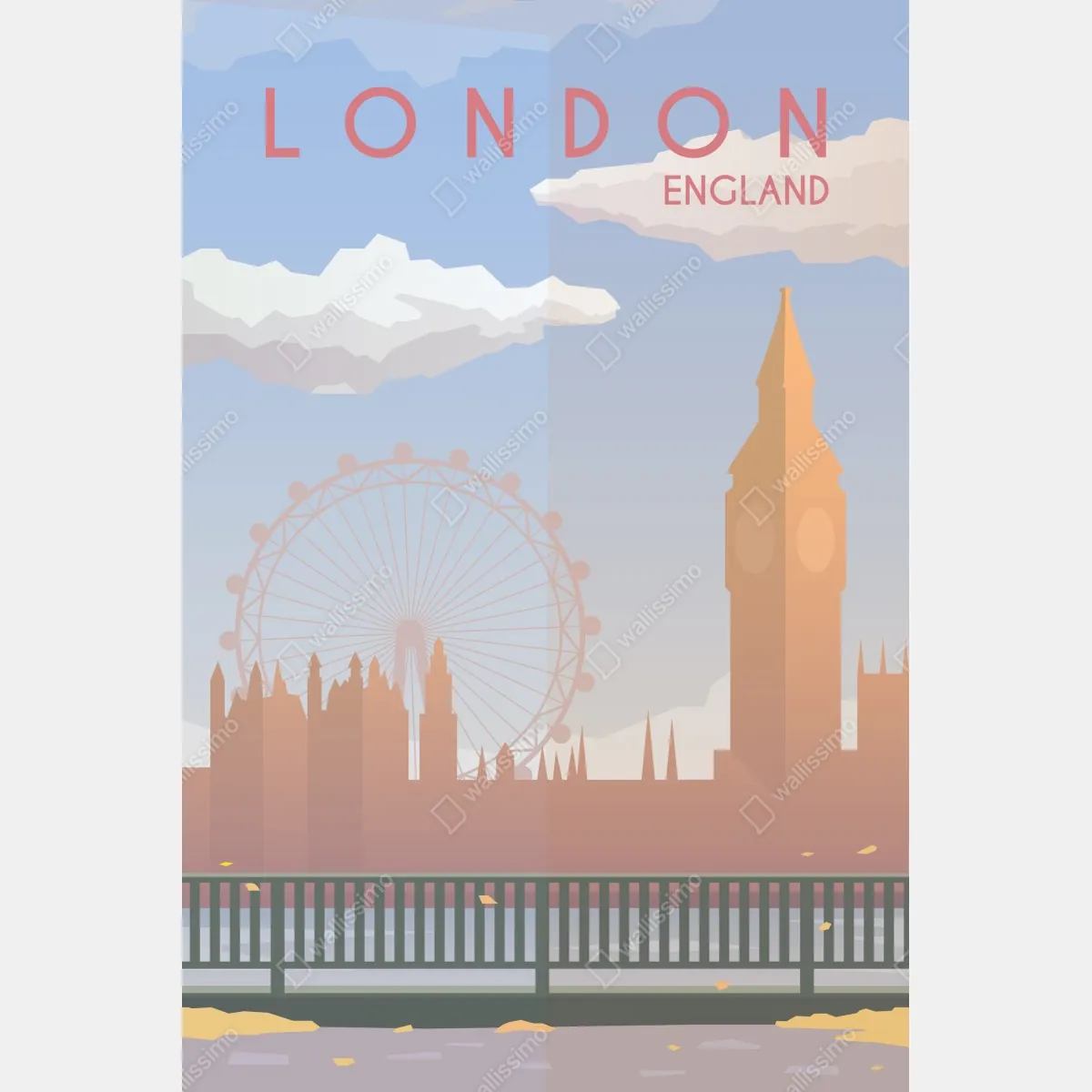 Plakat Londyn panorama w pastelowych tonach – Wallissimo® Plakat Londyn panorama w pastelowych tonach – Wallissimo®