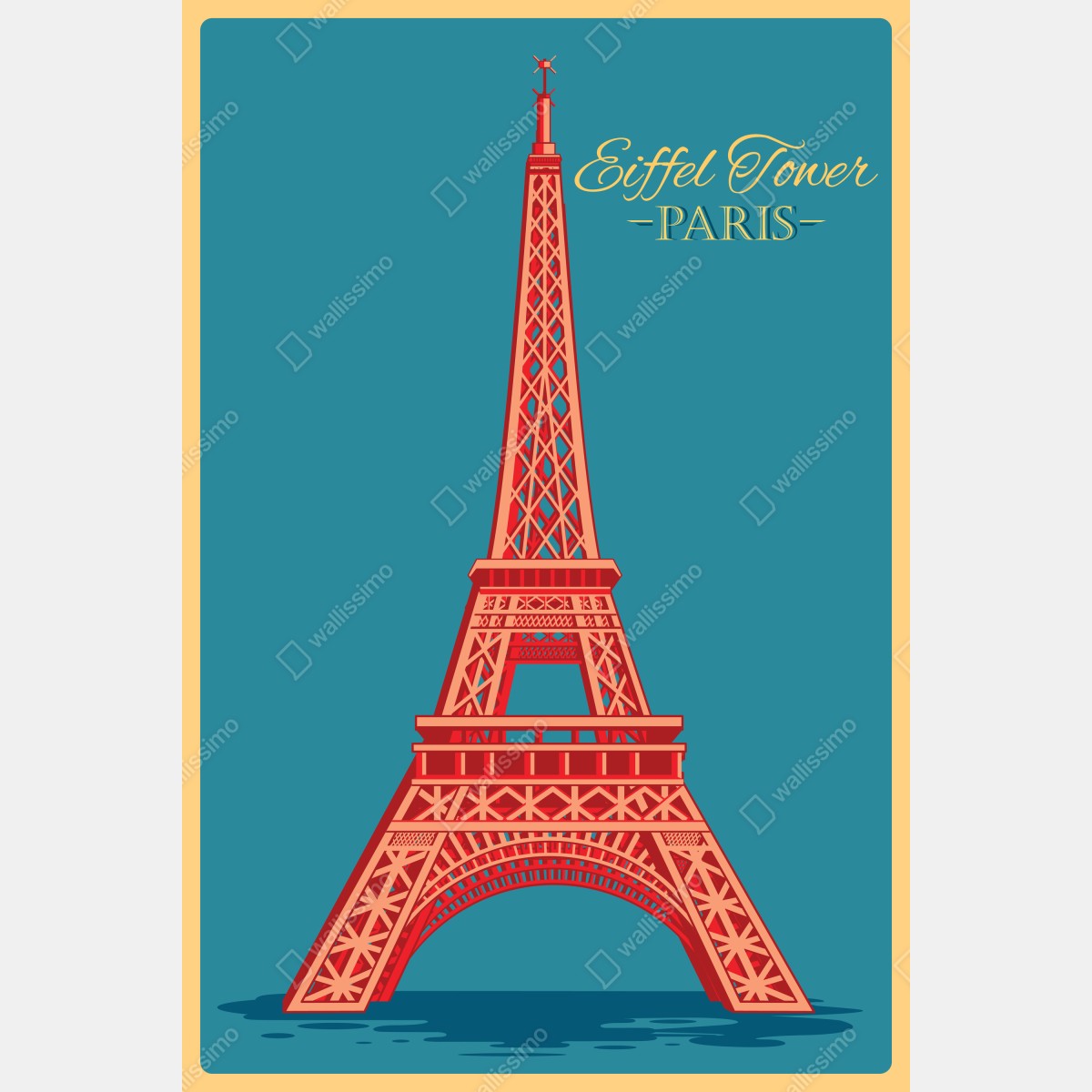 Plakat vintage Wieża Eiffla grafika — Paryż – Wallissimo® Plakat vintage Wieża Eiffla grafika — Paryż – Wallissimo®