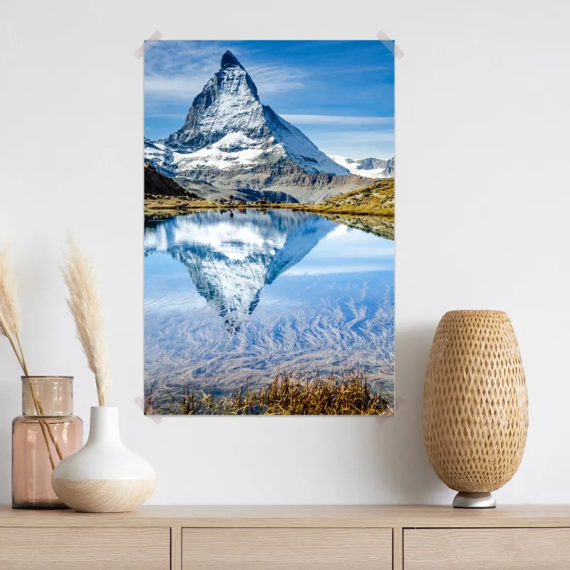 Plakat majestatyczny Matterhorn odbity w alpejskim jeziorze – Wallissimo® Plakat majestatyczny Matterhorn odbity w alpejskim jeziorze – Wallissimo®