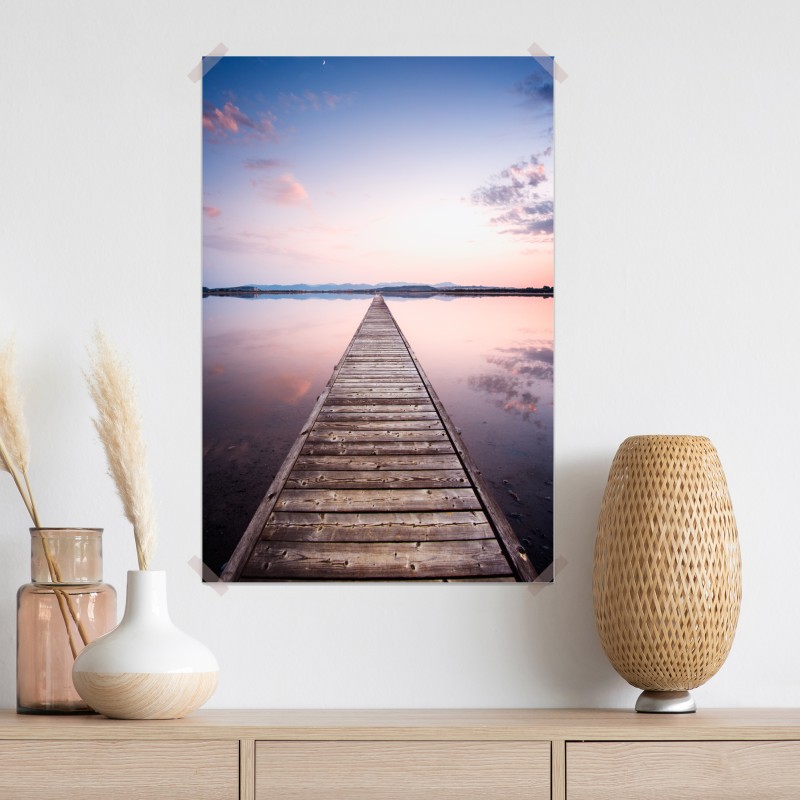 Plakat pomost prowadzący w stronę horyzontu o zachodzie słońca – Wallissimo® Plakat pomost prowadzący w stronę horyzontu o zachodzie słońca – Wallissimo®