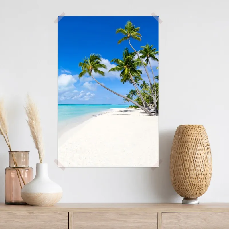 Plakat tropikalna plaża z palmami – Wallissimo® Plakat tropikalna plaża z palmami – Wallissimo®