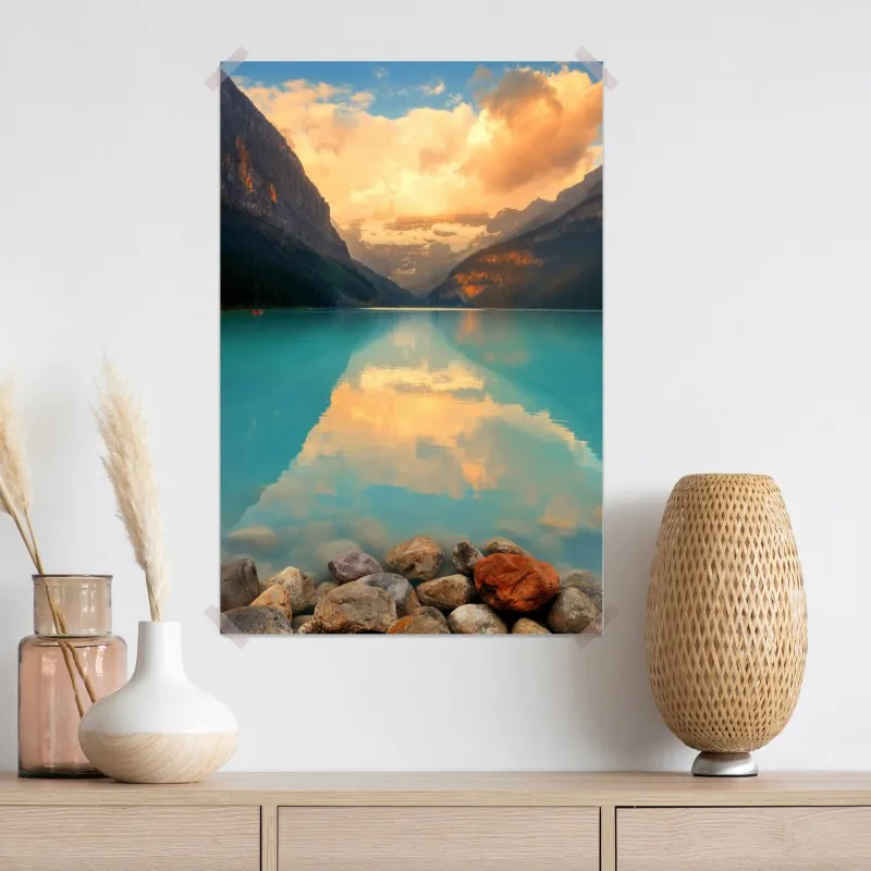 Plakat wschód słońca nad Lake Louise, Banff – Wallissimo® Plakat wschód słońca nad Lake Louise, Banff – Wallissimo®