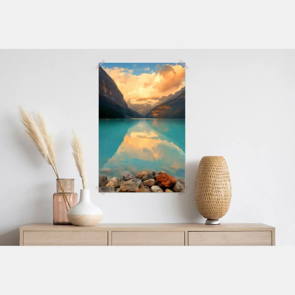 Plakat wschód słońca nad Lake Louise, Banff – Wallissimo® Plakat wschód słońca nad Lake Louise, Banff – Wallissimo®