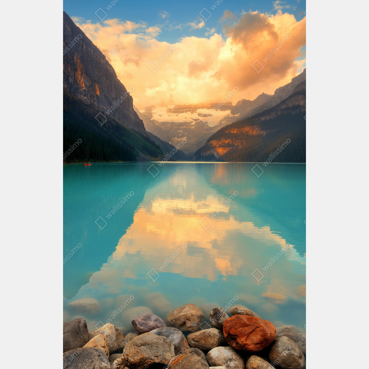 Plakat wschód słońca nad Lake Louise, Banff – Wallissimo® Plakat wschód słońca nad Lake Louise, Banff – Wallissimo®