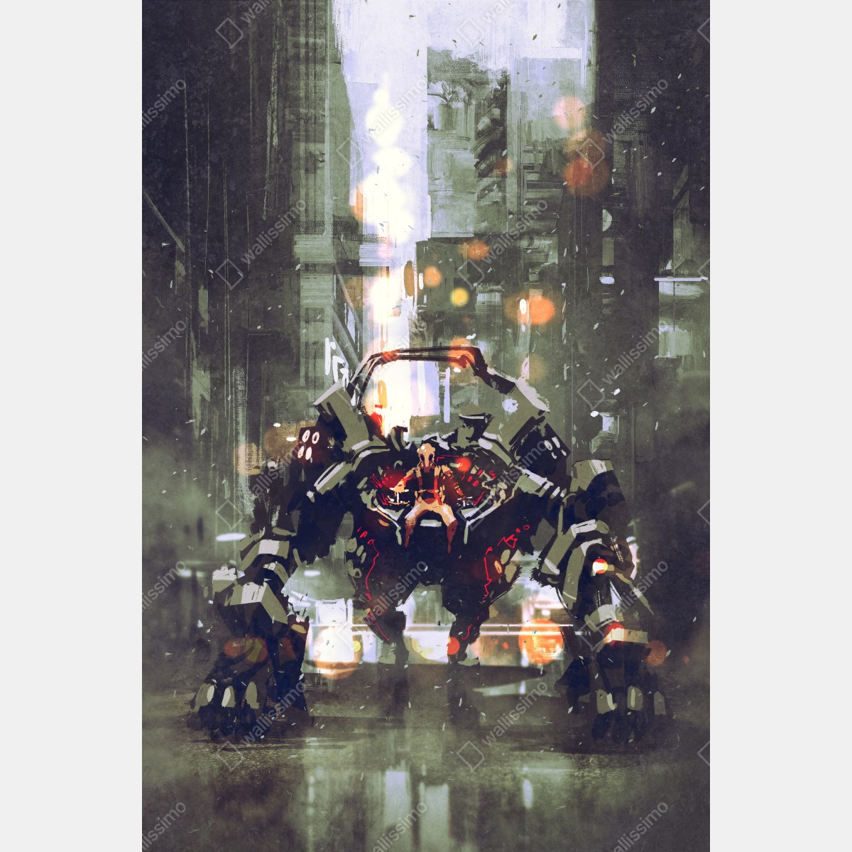 Plakat futurystyczny mech w neonowym mieście – Wallissimo® Plakat futurystyczny mech w neonowym mieście – Wallissimo®