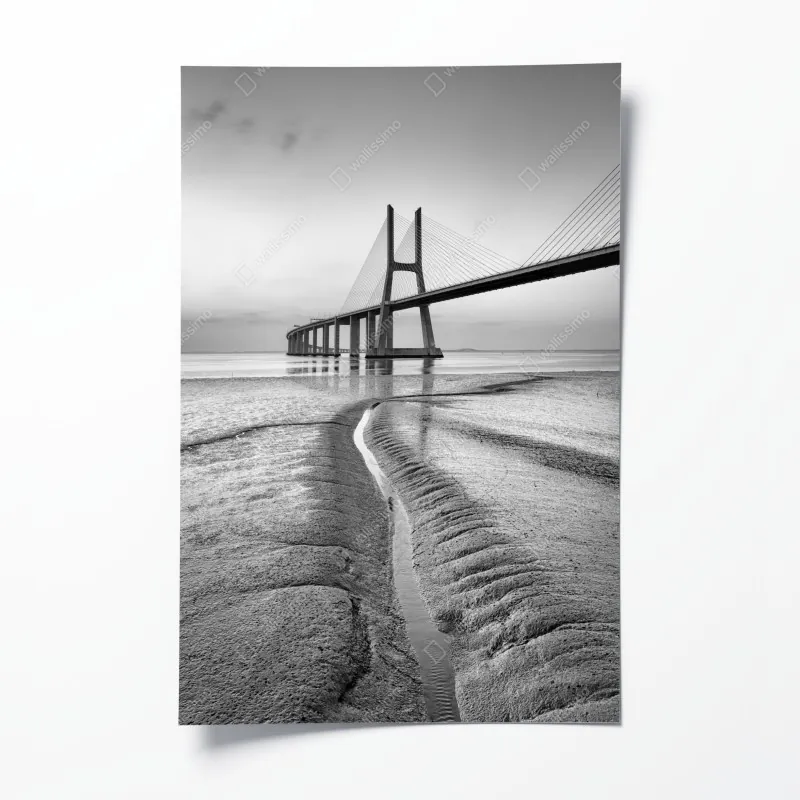 Plakat minimalistyczny most wantowy w monochromie