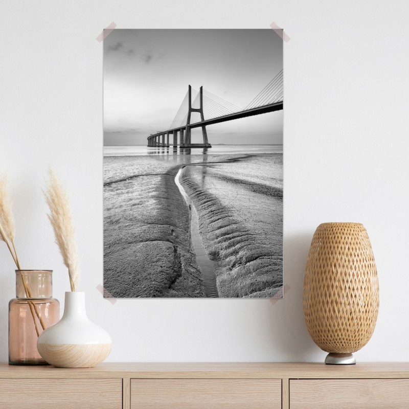 Plakat minimalistyczny most wantowy w monochromie – Wallissimo® Plakat minimalistyczny most wantowy w monochromie – Wallissimo®