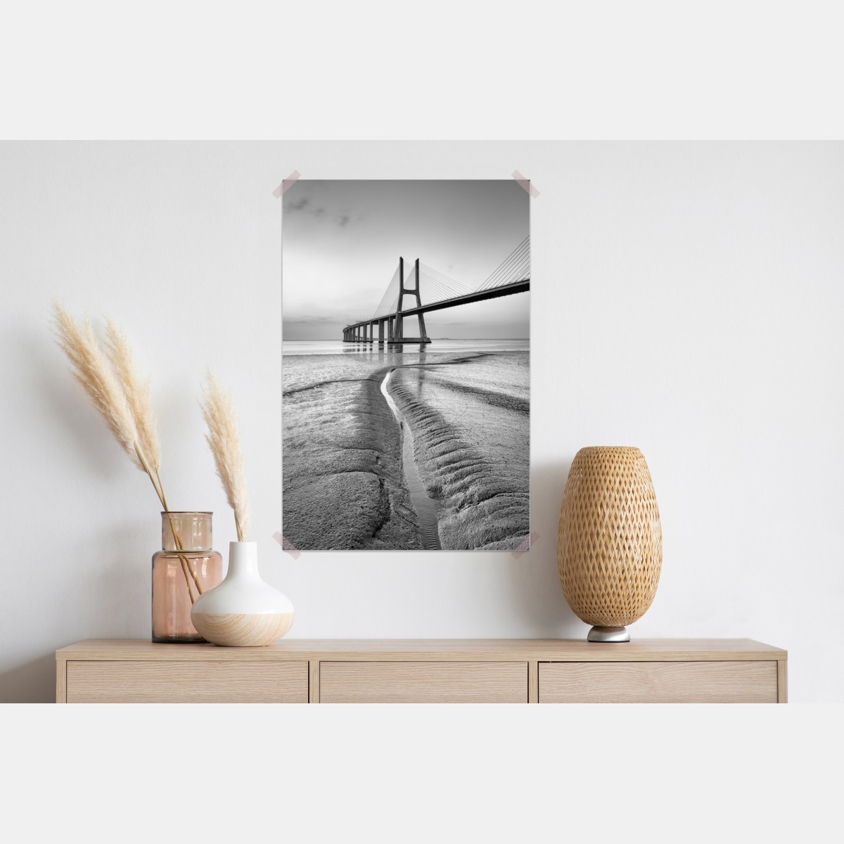 Plakat minimalistyczny most wantowy w monochromie – Wallissimo® Plakat minimalistyczny most wantowy w monochromie – Wallissimo®