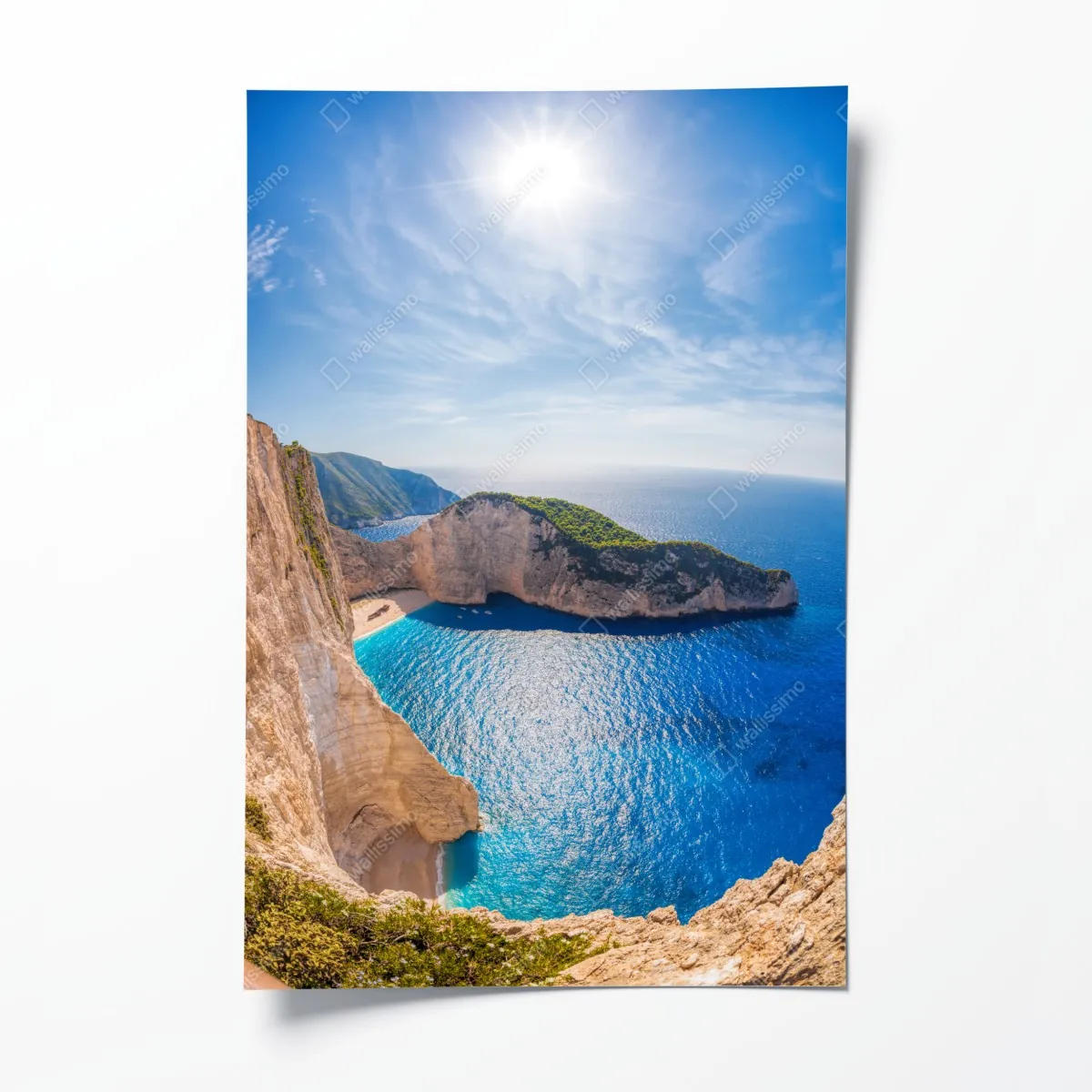 Plakat słoneczne klify na plaży Navagio, Zakynthos – Wallissimo® Plakat słoneczne klify na plaży Navagio, Zakynthos – Wallissimo®