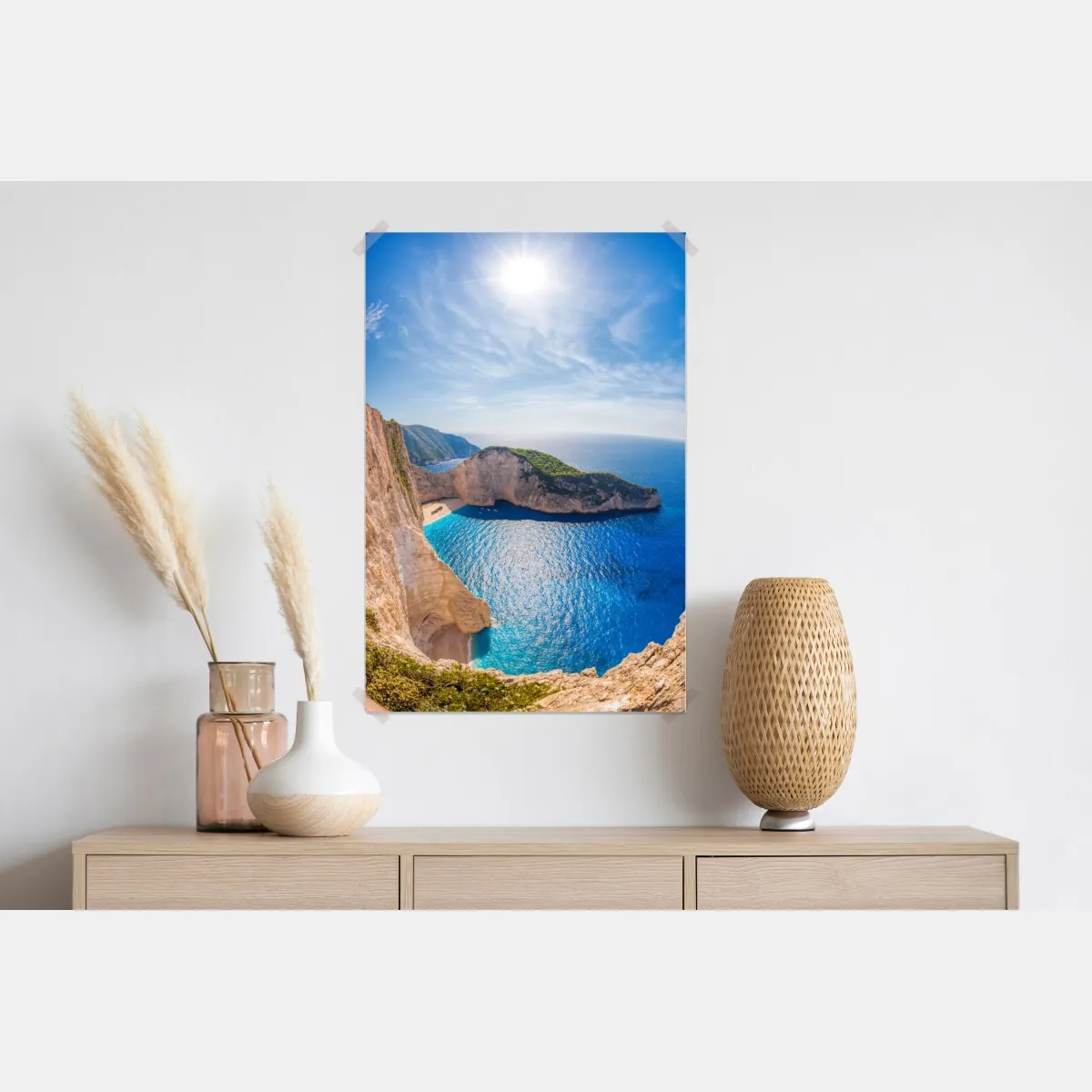 Plakat słoneczne klify na plaży Navagio, Zakynthos – Wallissimo® Plakat słoneczne klify na plaży Navagio, Zakynthos – Wallissimo®