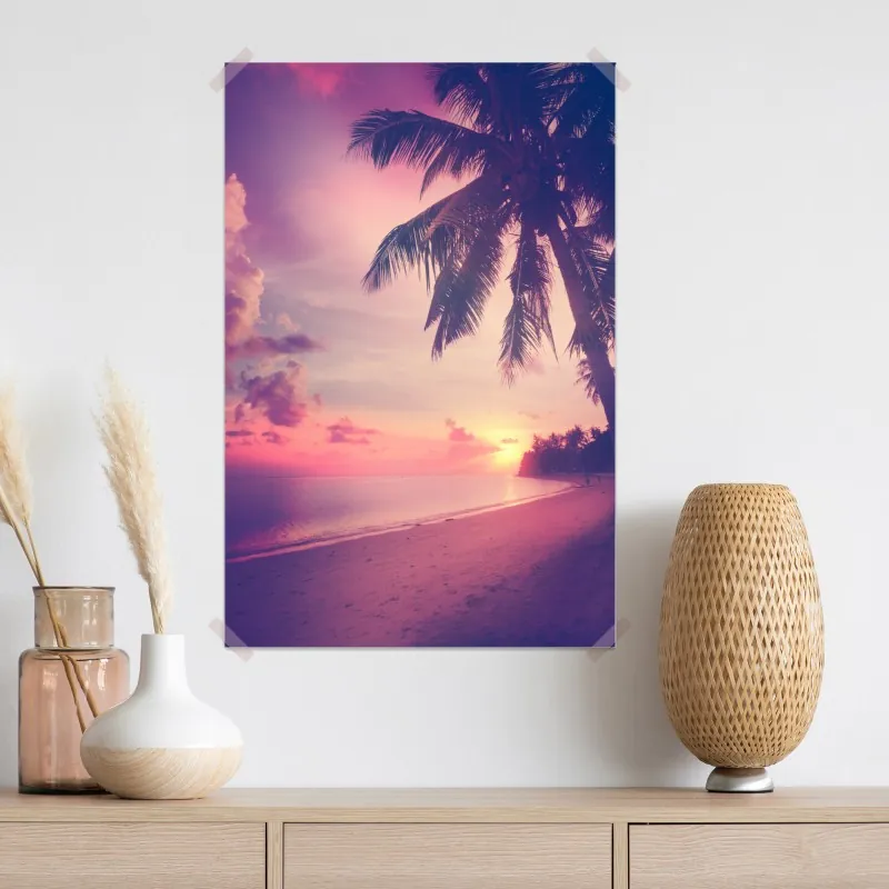 Plakat tropikalny zachód słońca na plaży – Wallissimo® Plakat tropikalny zachód słońca na plaży – Wallissimo®