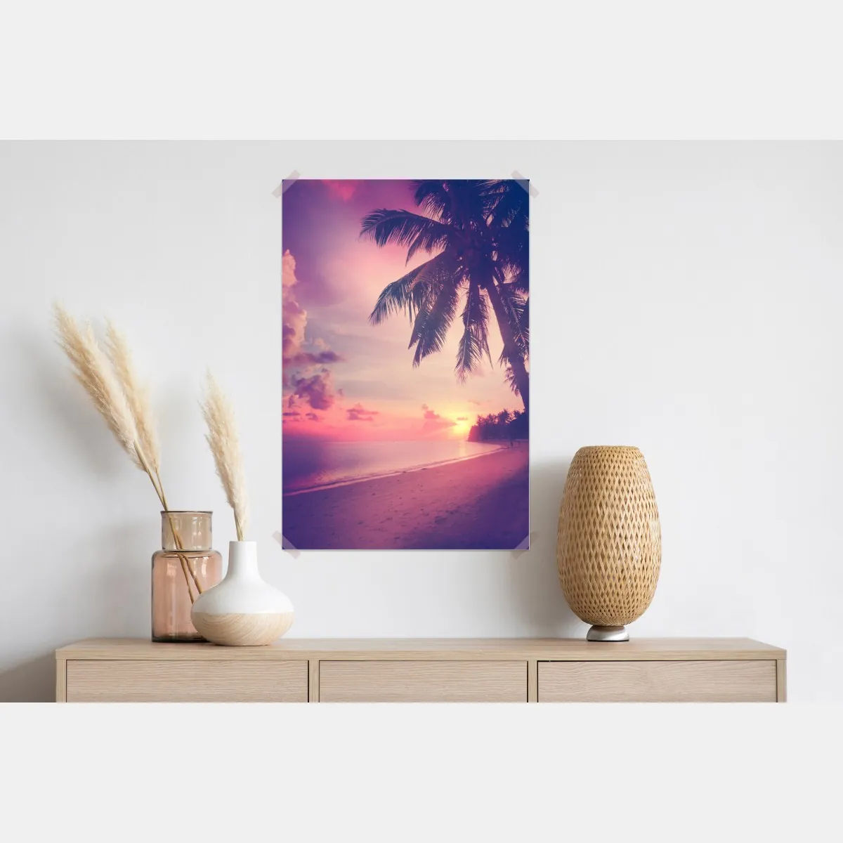 Plakat tropikalny zachód słońca na plaży – Wallissimo® Plakat tropikalny zachód słońca na plaży – Wallissimo®