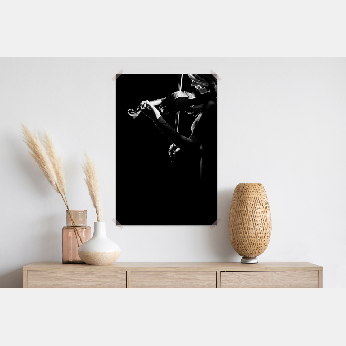 Plakat elegancka skrzypaczka w sylwecie – Wallissimo® Plakat elegancka skrzypaczka w sylwecie – Wallissimo®