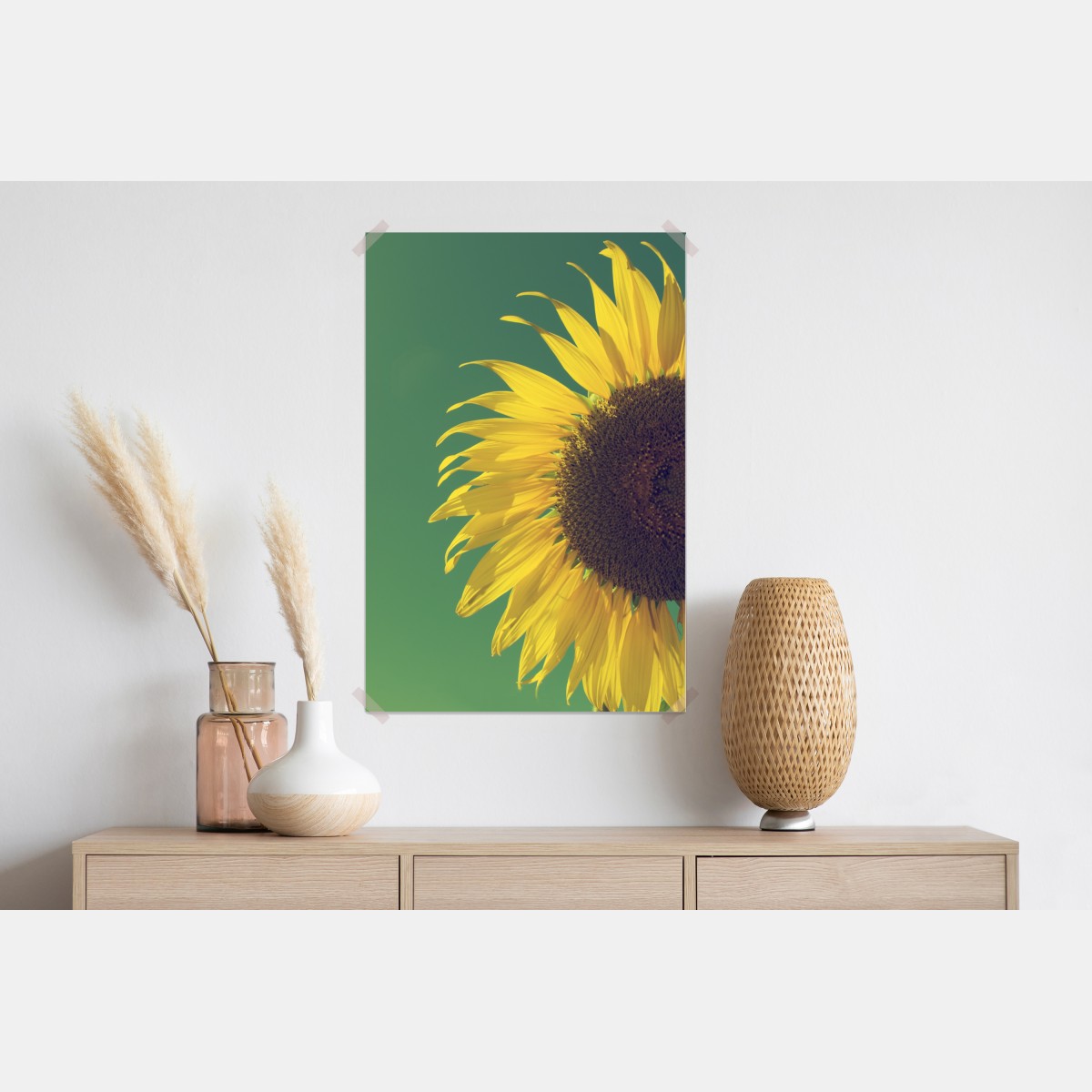 Plakat promienny słonecznik na retro niebie – Wallissimo® Plakat promienny słonecznik na retro niebie – Wallissimo®