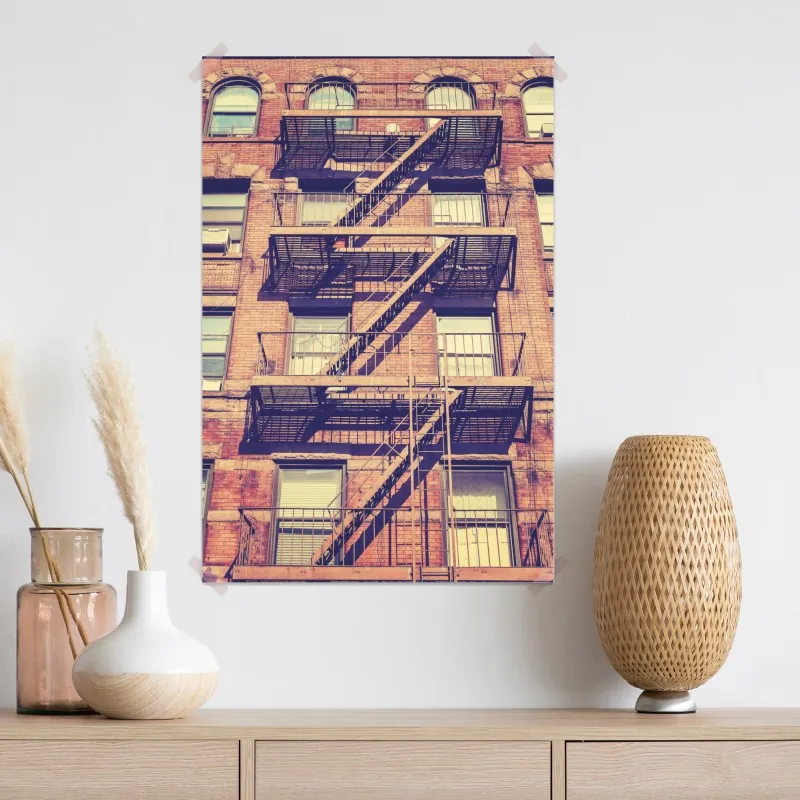 Plakat vintage drabiny pożarowe z Nowego Jorku – Wallissimo® Plakat vintage drabiny pożarowe z Nowego Jorku – Wallissimo®