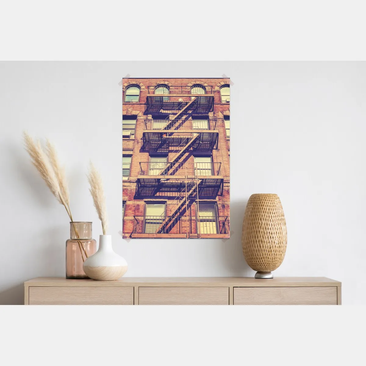 Plakat vintage drabiny pożarowe z Nowego Jorku – Wallissimo® Plakat vintage drabiny pożarowe z Nowego Jorku – Wallissimo®