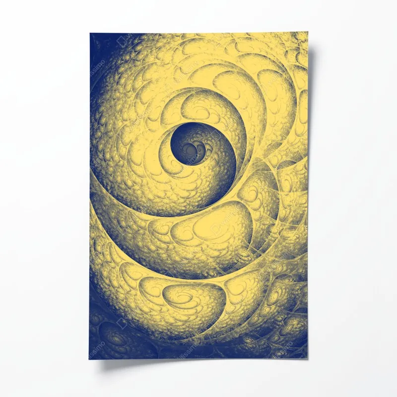 Plakat złota spiralna fraktalna kompozycja