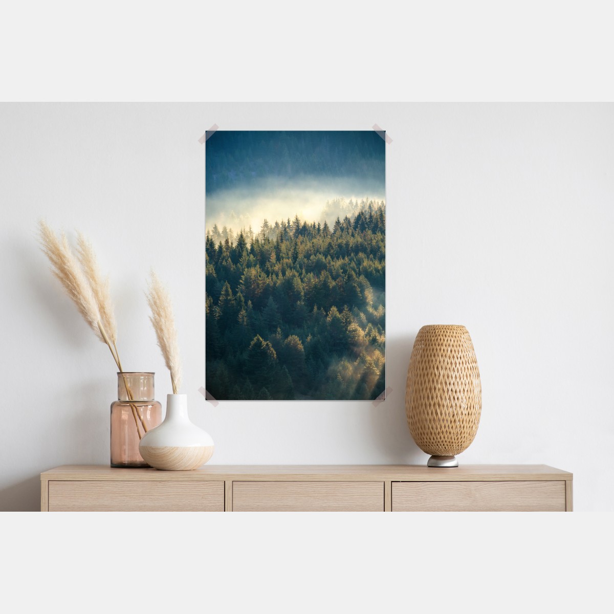 Plakat mglisty las sosnowy o świcie – Wallissimo® Plakat mglisty las sosnowy o świcie – Wallissimo®