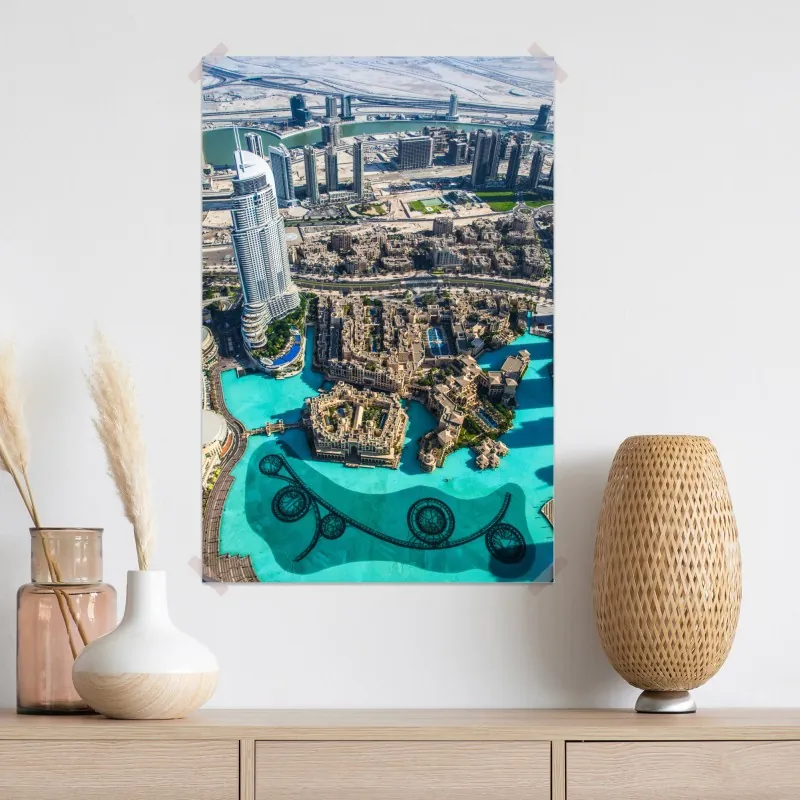 Plakat widok z lotu ptaka na Downtown Dubai – Wallissimo® Plakat widok z lotu ptaka na Downtown Dubai – Wallissimo®