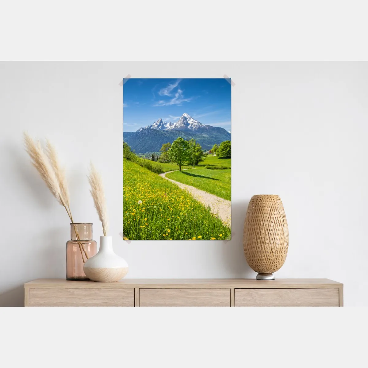 Plakat alpejska łąka i górska ścieżka – Wallissimo® Plakat alpejska łąka i górska ścieżka – Wallissimo®