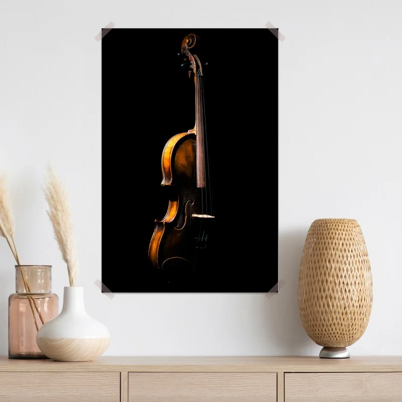 Plakat eleganckie retro skrzypce na czarnym tle – Wallissimo® Plakat eleganckie retro skrzypce na czarnym tle – Wallissimo®