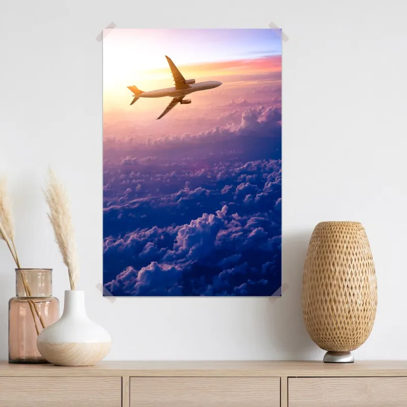 Plakat samolot nad chmurami o wschodzie słońca – Wallissimo® Plakat samolot nad chmurami o wschodzie słońca – Wallissimo®
