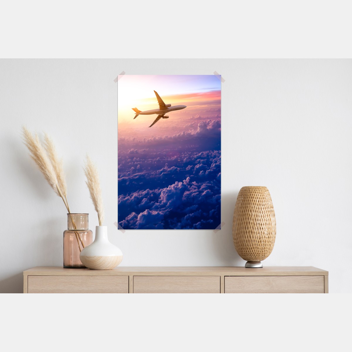 Plakat samolot nad chmurami o wschodzie słońca – Wallissimo® Plakat samolot nad chmurami o wschodzie słońca – Wallissimo®