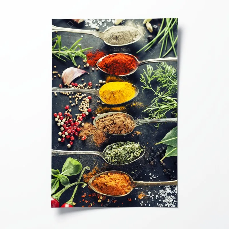 Plakat kompozycja przypraw i ziół