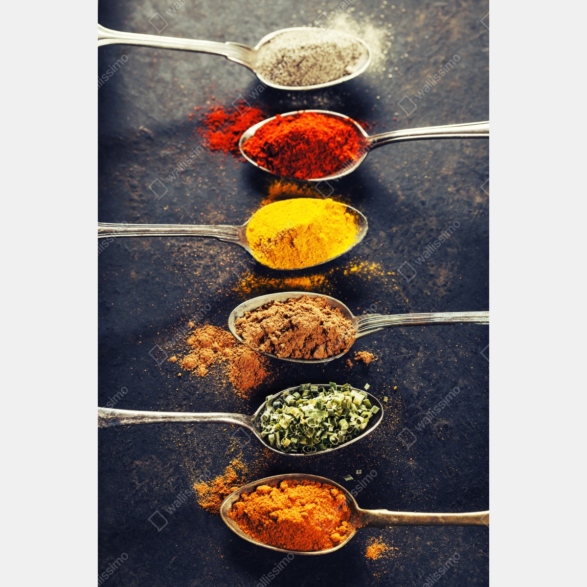 Plakat kolorowe łyżki z przyprawami – Wallissimo® Plakat kolorowe łyżki z przyprawami – Wallissimo®