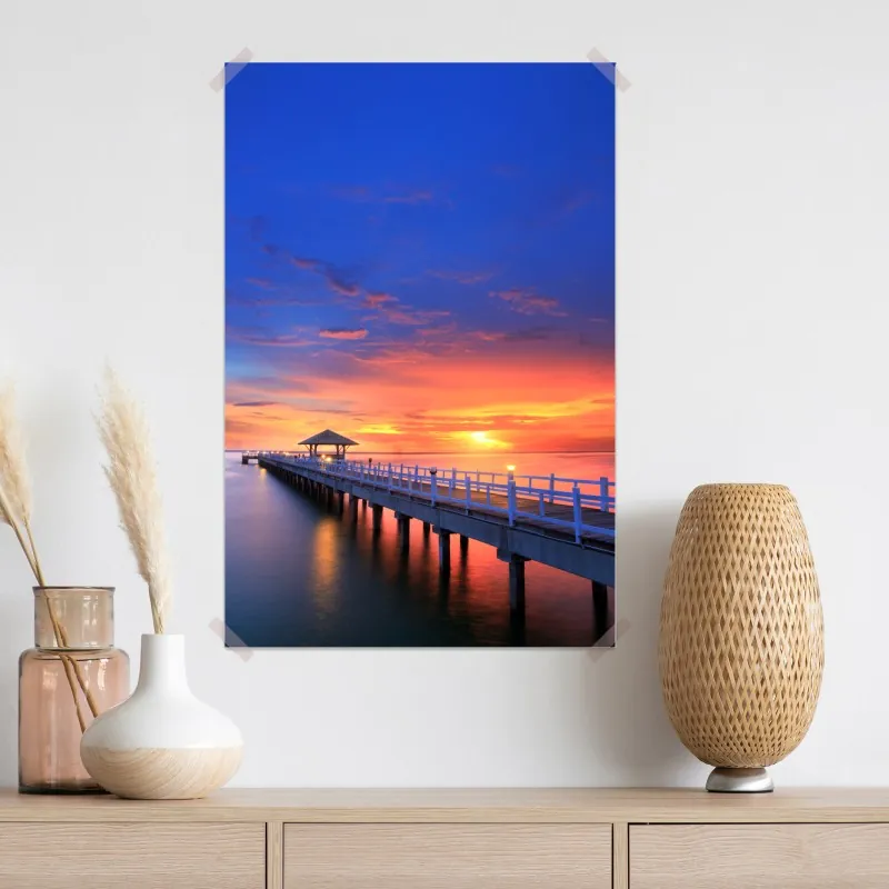 Plakat molo o zachodzie słońca nad plażą – Wallissimo® Plakat molo o zachodzie słońca nad plażą – Wallissimo®