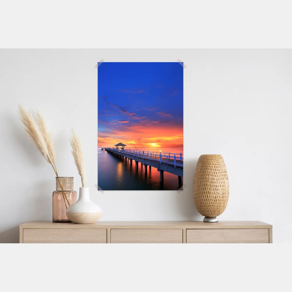 Plakat molo o zachodzie słońca nad plażą – Wallissimo® Plakat molo o zachodzie słońca nad plażą – Wallissimo®