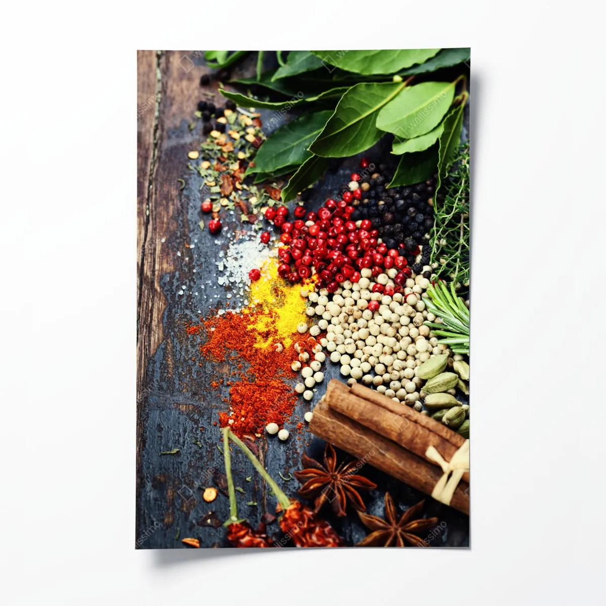 Plakat intensywny zestaw przypraw na rustykalnym drewnie – Wallissimo® Plakat intensywny zestaw przypraw na rustykalnym drewnie – Wallissimo®