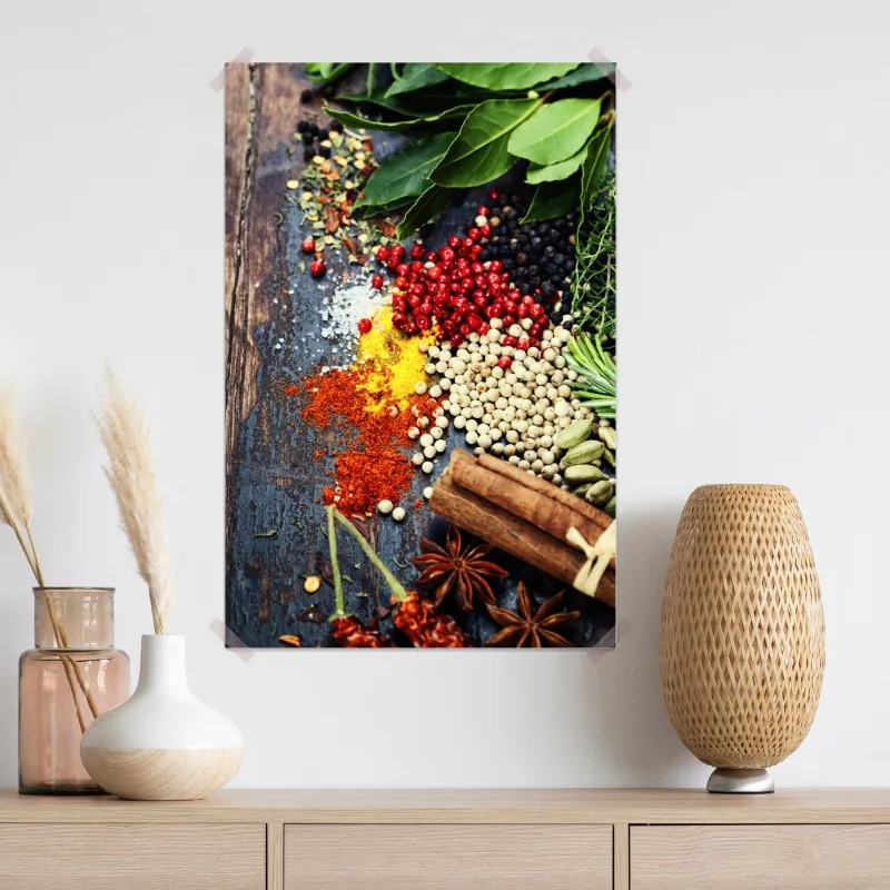 Plakat intensywny zestaw przypraw na rustykalnym drewnie – Wallissimo® Plakat intensywny zestaw przypraw na rustykalnym drewnie – Wallissimo®