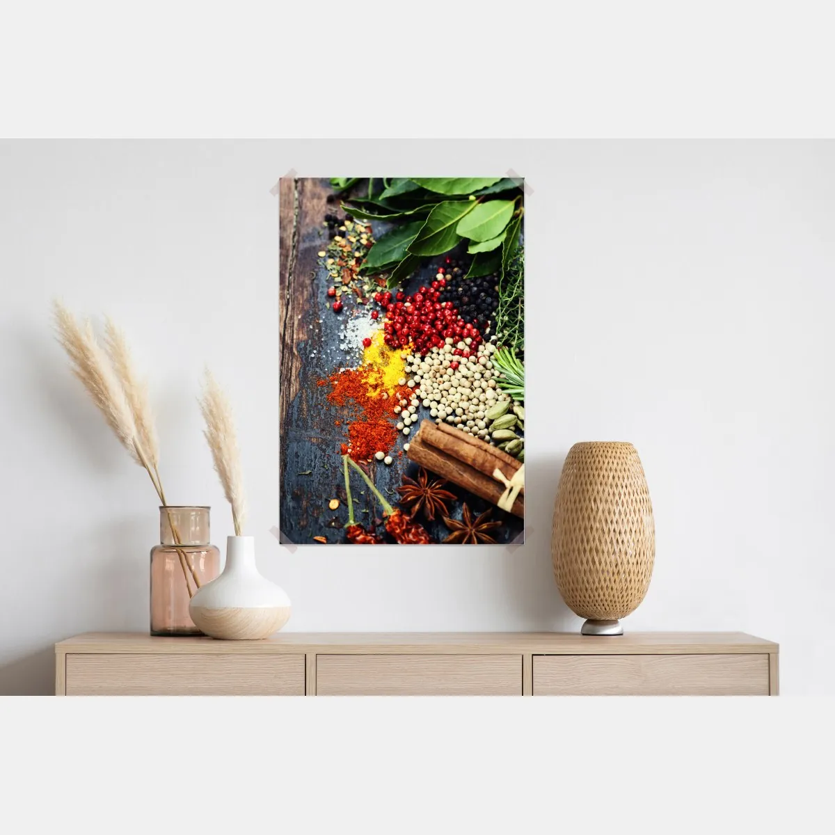 Plakat intensywny zestaw przypraw na rustykalnym drewnie – Wallissimo® Plakat intensywny zestaw przypraw na rustykalnym drewnie – Wallissimo®