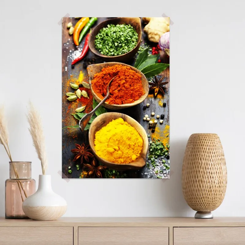 Plakat żywe przyprawy i zioła na drewnie – Wallissimo® Plakat żywe przyprawy i zioła na drewnie – Wallissimo®